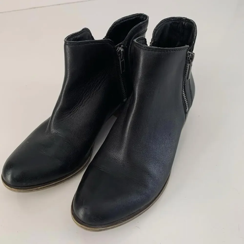 Lucky Brand Breah Double Zipper bootie Stacked Heel Brown Suede Ankle Boot 7.5 - Picture 4 of 9